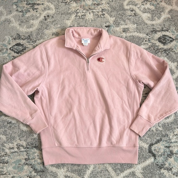Champion Reverse Weave Pink Quarter Zip Pullover - Picture 1 of 11